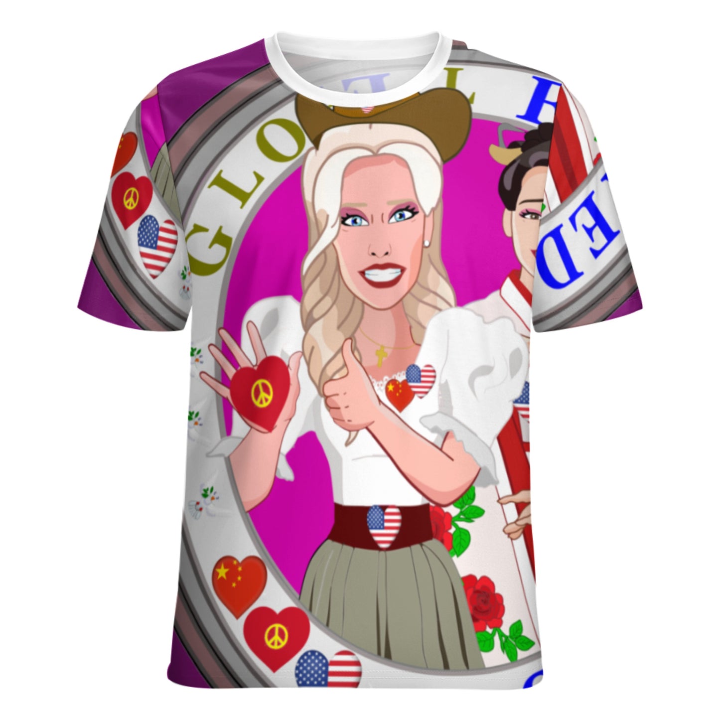 Women´s T-shirt 3 GLOBAL FREEDOM UNITED© Women USA & China  Lilac