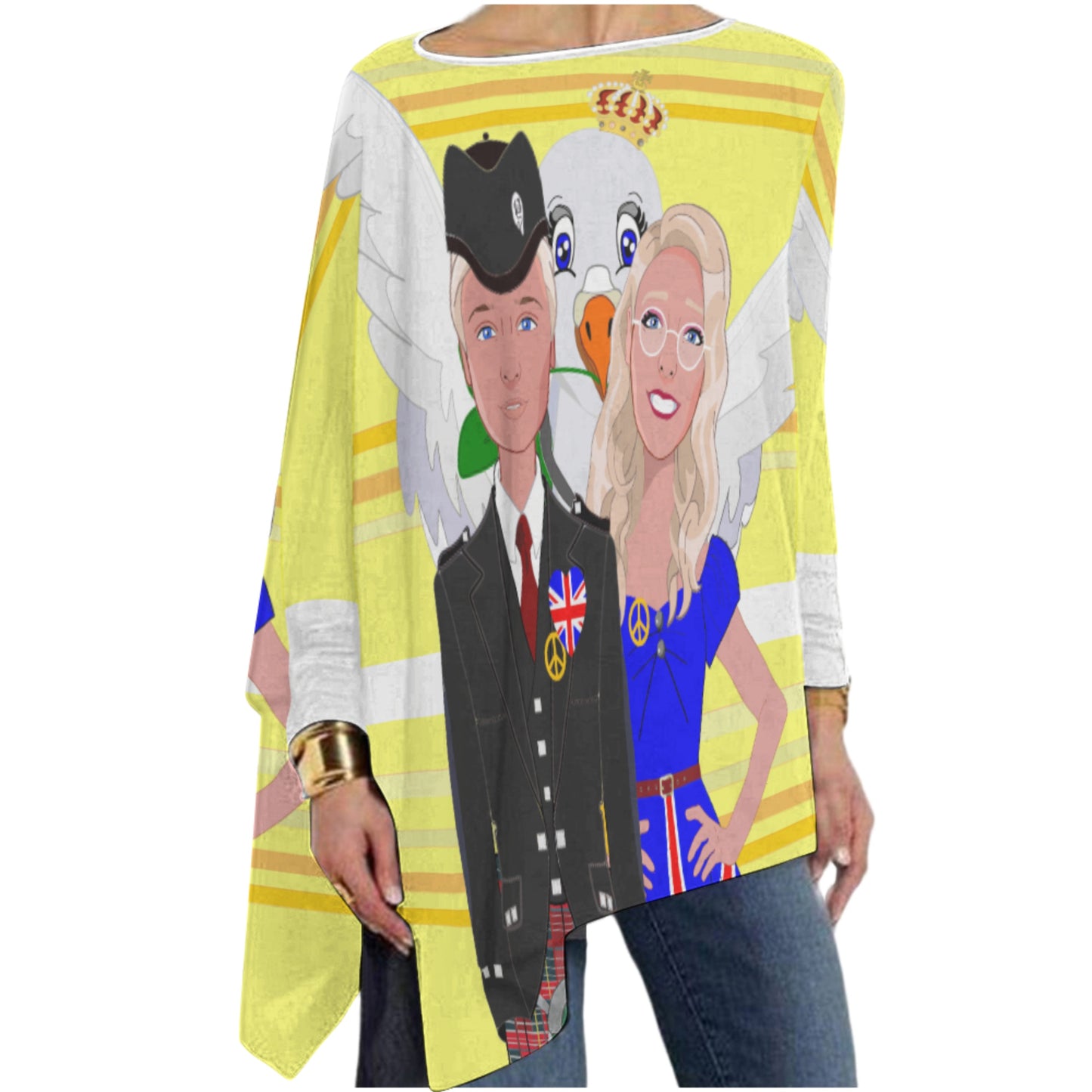 Pullover Long Sleeve T-shirt GLOBAL FREEDOM UNITED© Couple England Yellow