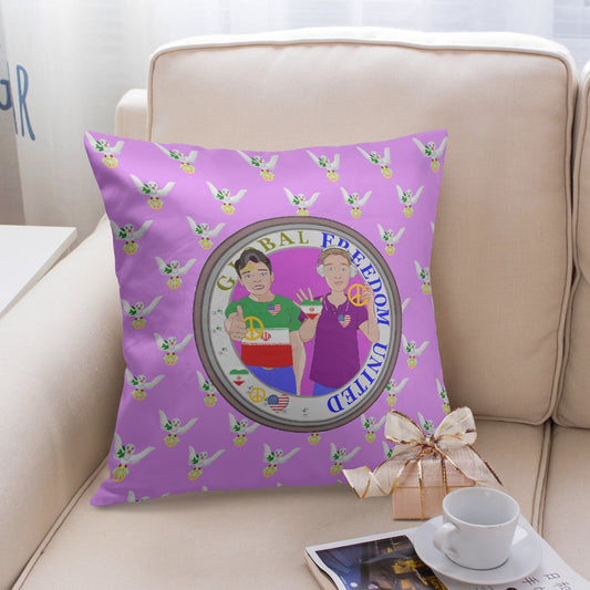 GLOBAL FREEDOM UNITED© Men IRAN & USA LILAC 18'' Square Pillow Cover