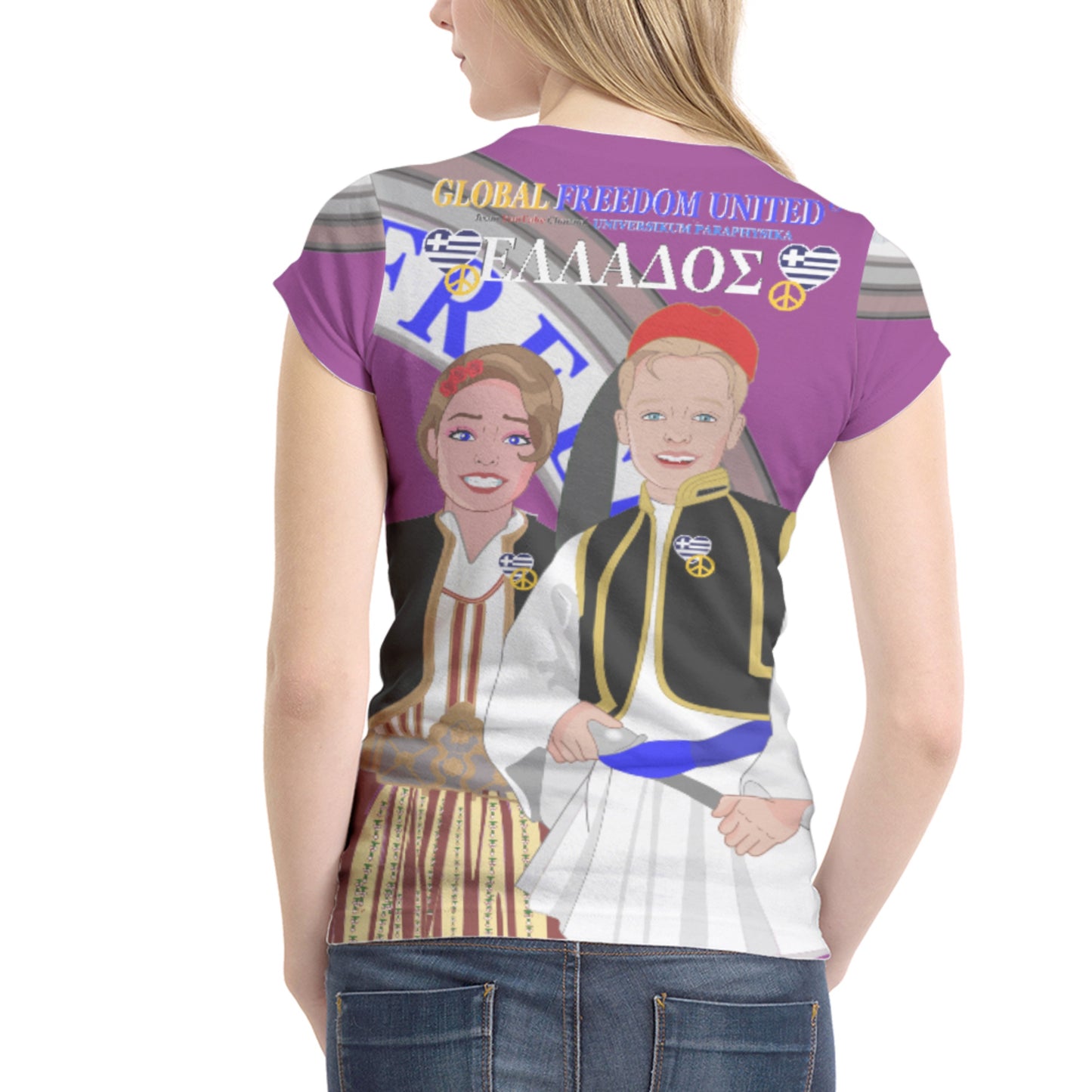 Women´s T-shirt GLOBAL FREEDOM UNITED© Couple Edition Greece Lilac