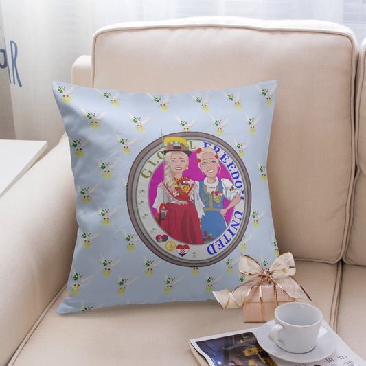 GLOBAL FREEDOM UNITED© Women CROATIA & SERBIA Light Blue 18'' Square Pillow Cover