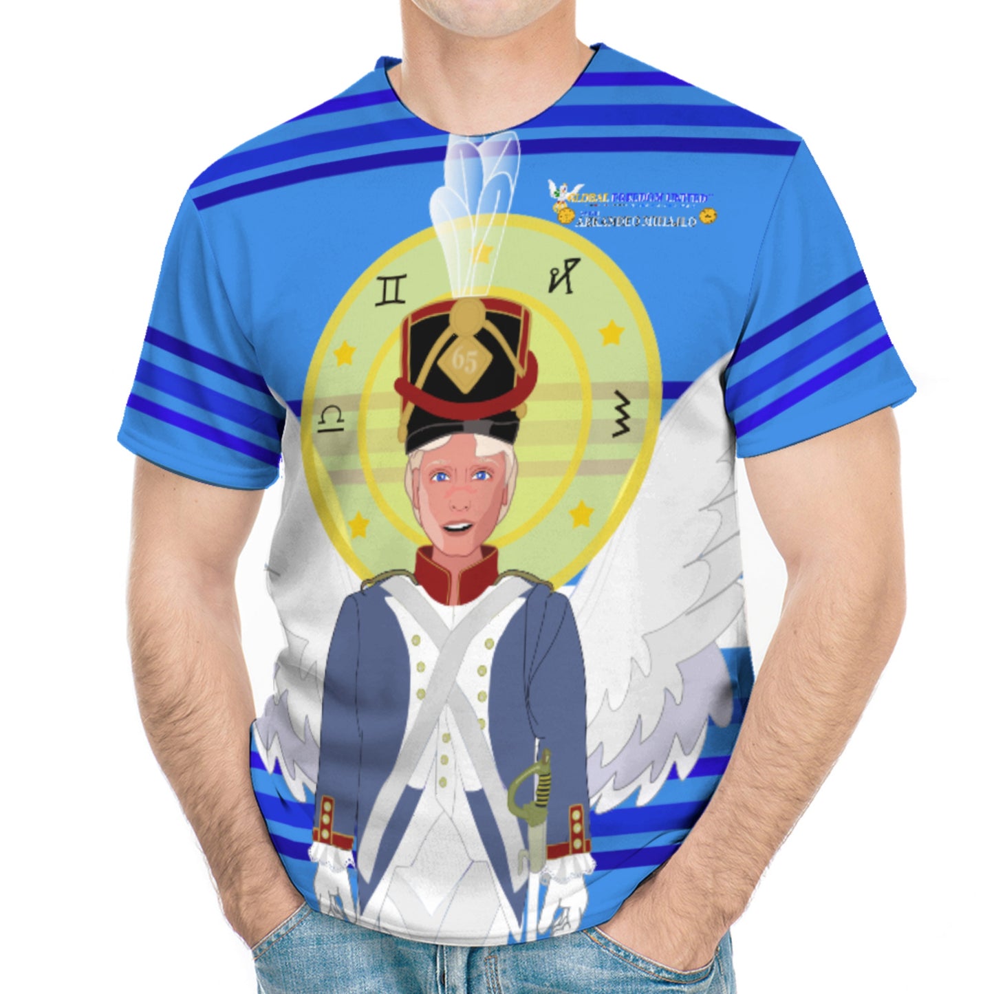 Men´s T-shirt Global Freedom United Archangel Michael Croatia V3 Deep Blue