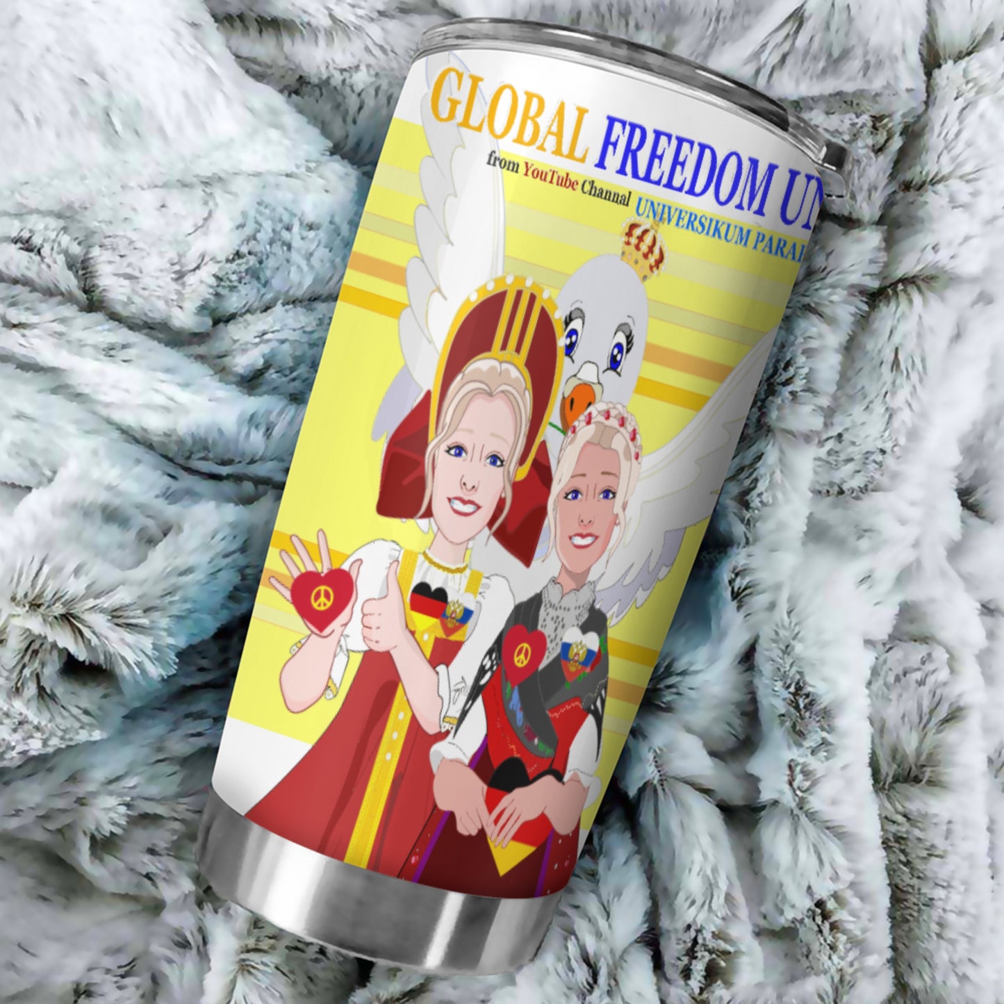 Tumbler Global Freedom United Women Russia & Germany Old Peace Yellow