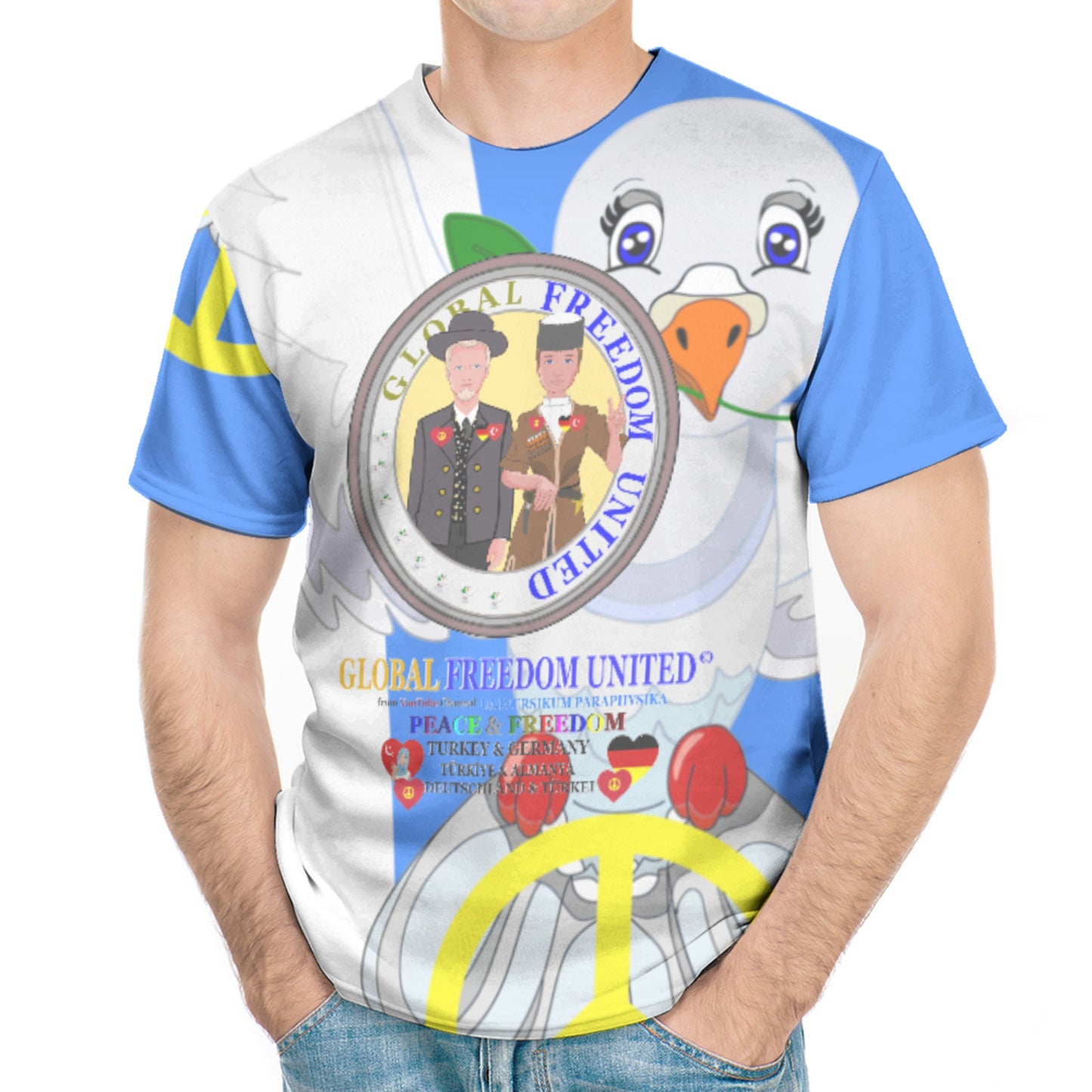 Men´s T-shirt 1 GLOBAL FREEDOM UNITED© Men Germany & Turkey Blue