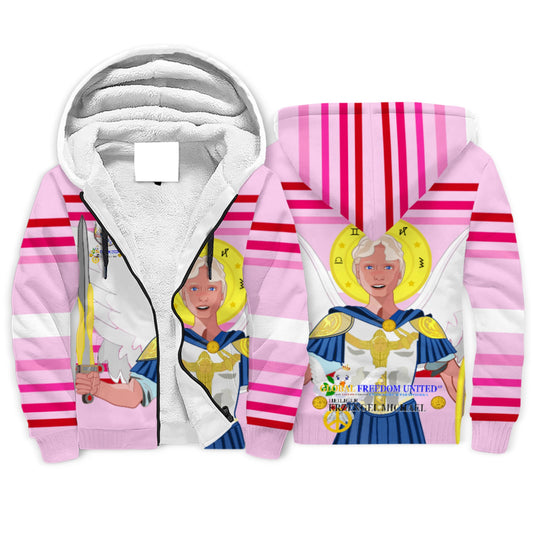 Plush Hoodie Global Freedom United Archangel Michael Pink
