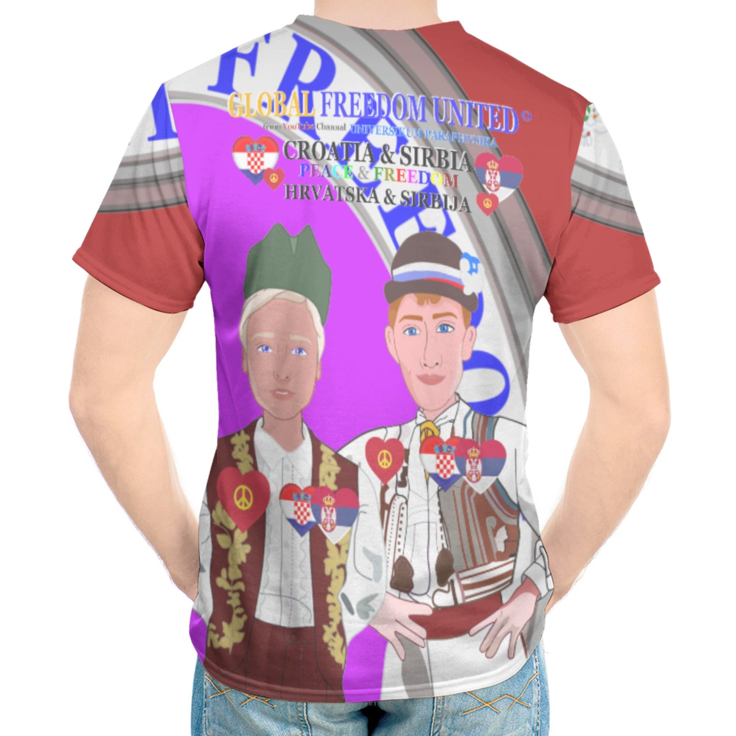 Men´s T-shirt GLOBAL FREEDOM UNITED© Men Croatia & Serbia Red