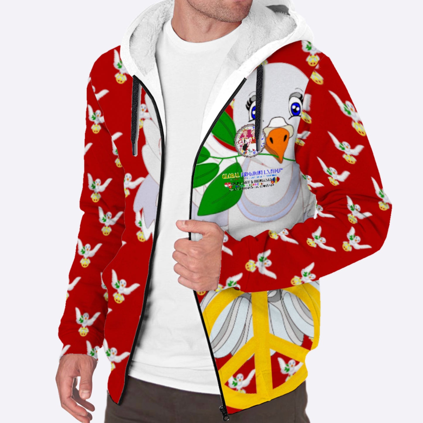 Plush Hoodie GLOBAL FREEDOM UNITED© Women Romania & Hungary Red