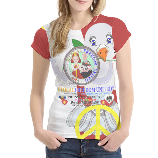 Women´s T-shirt 3 GLOBAL FREEDOM UNITED© Women Prussia & Russia Red