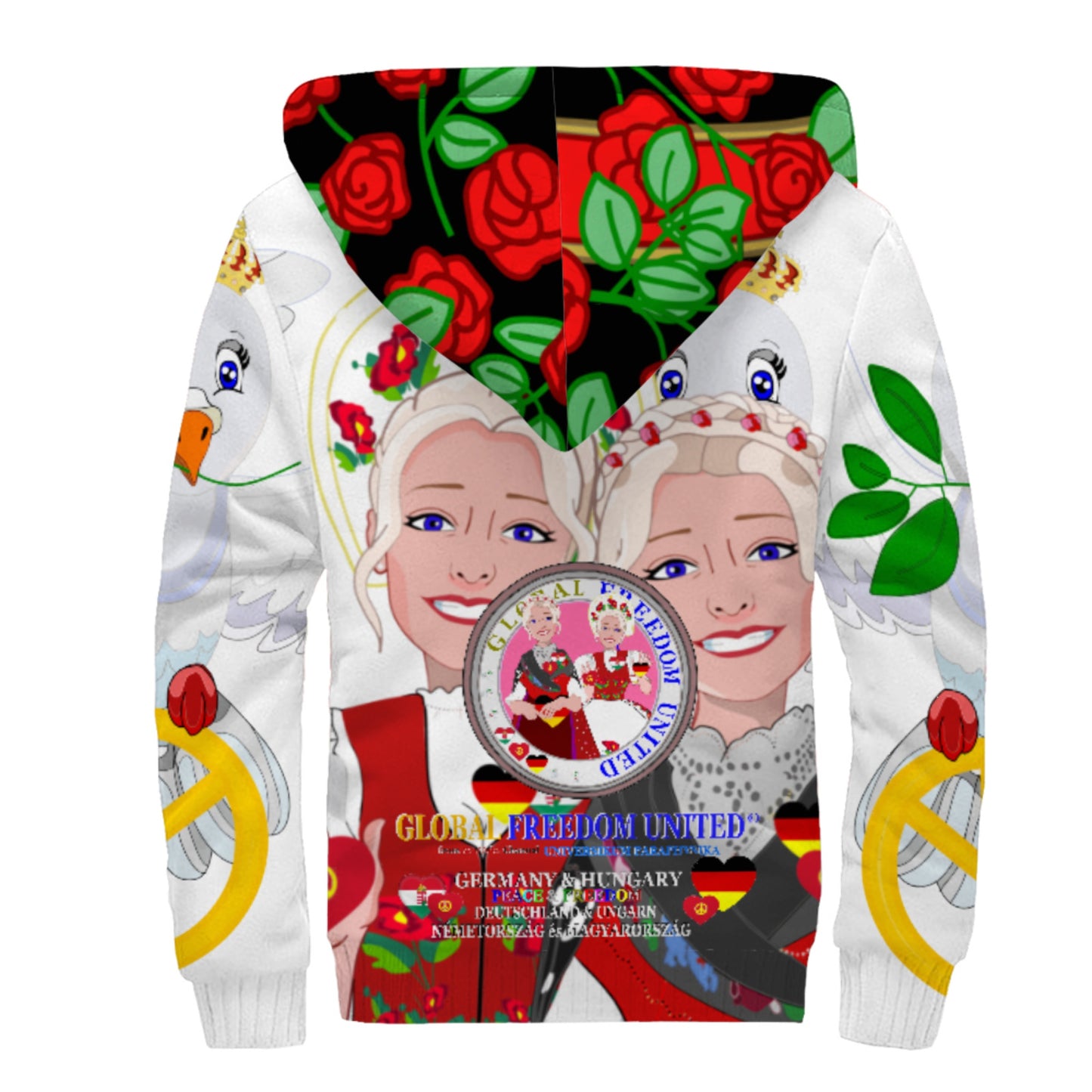 Plush Hoodie GLOBAL FREEDOM UNITED© Women Germany & Hungary BIG