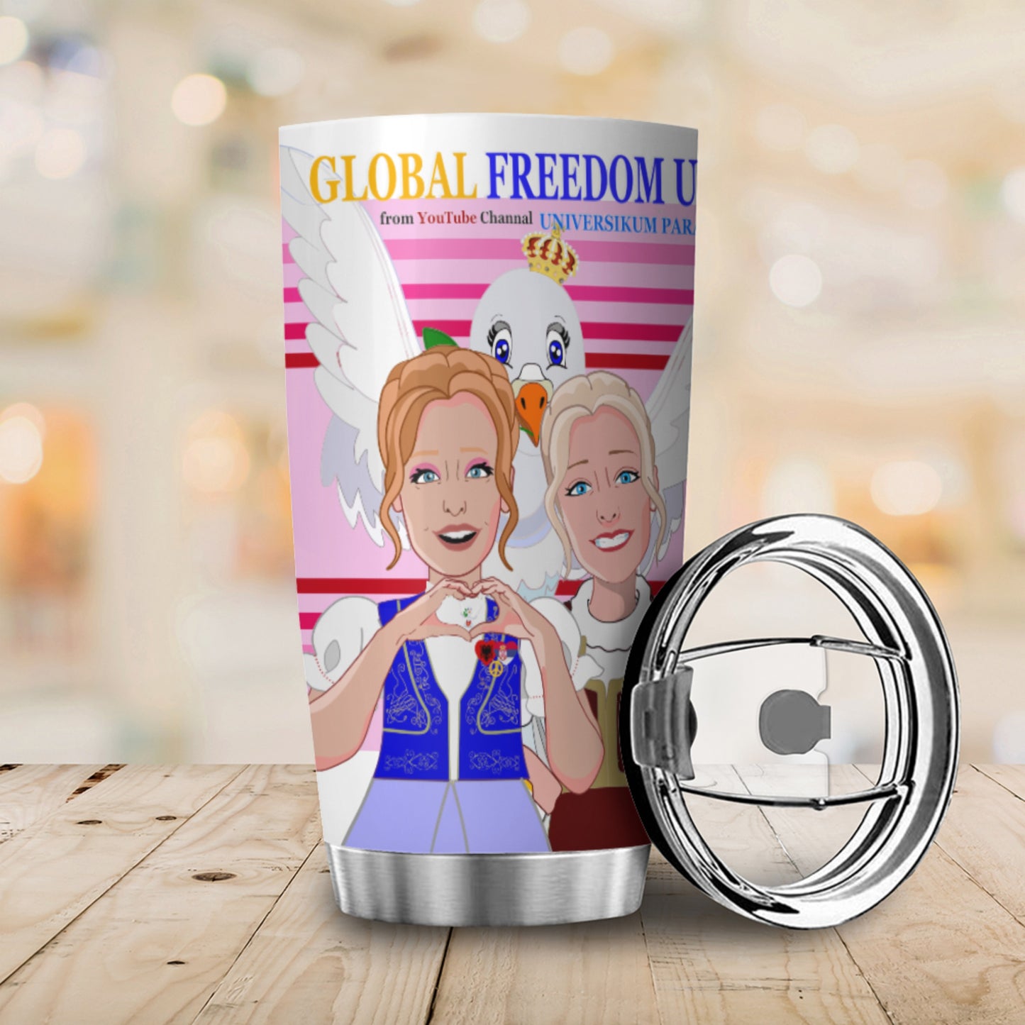 Tumbler Global Freedom United Women Albania & Serbia Old Peace Pink2