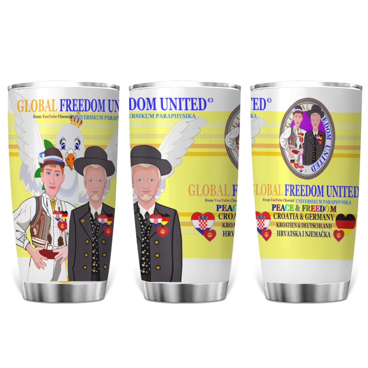 Tumbler GLOBAL FREEDOM UNITED© Men Croatia & Germany Yellow