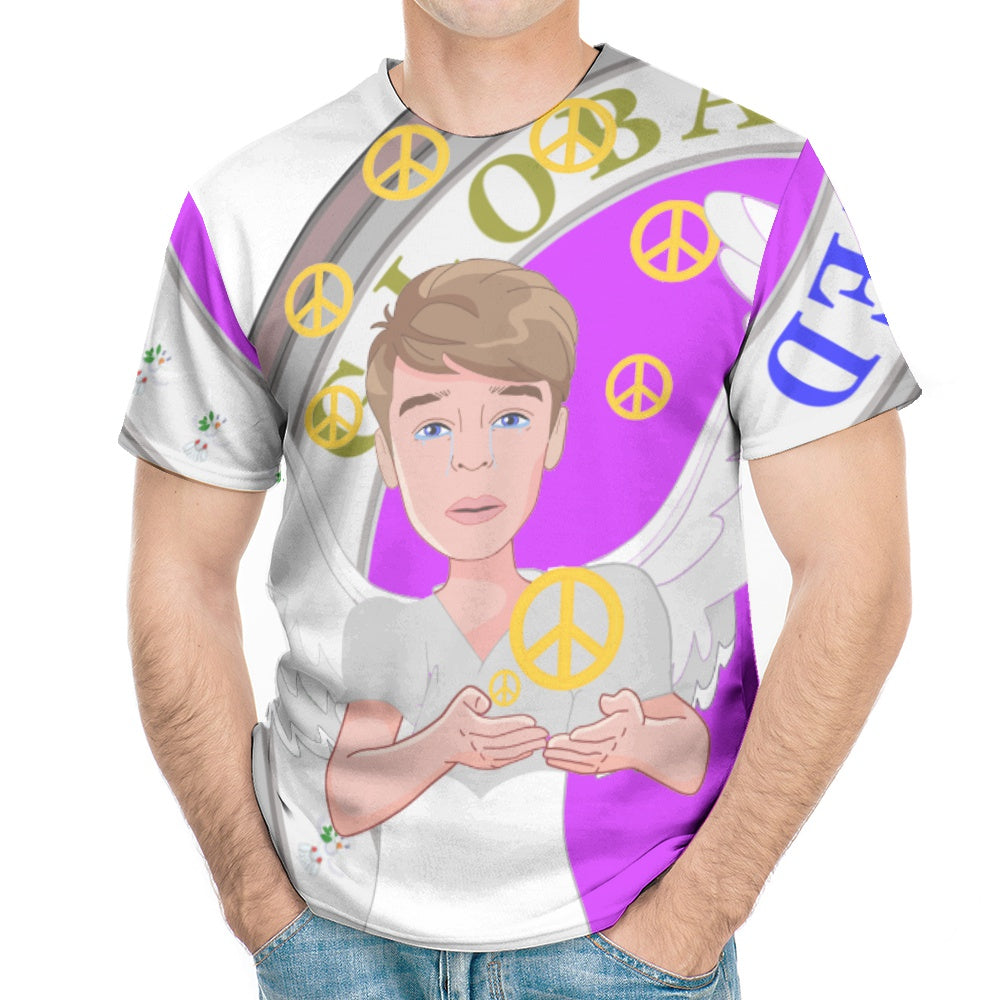 Men´s T-shirt Global Freedom United Men Angel Of Peace Old Peace Lilac