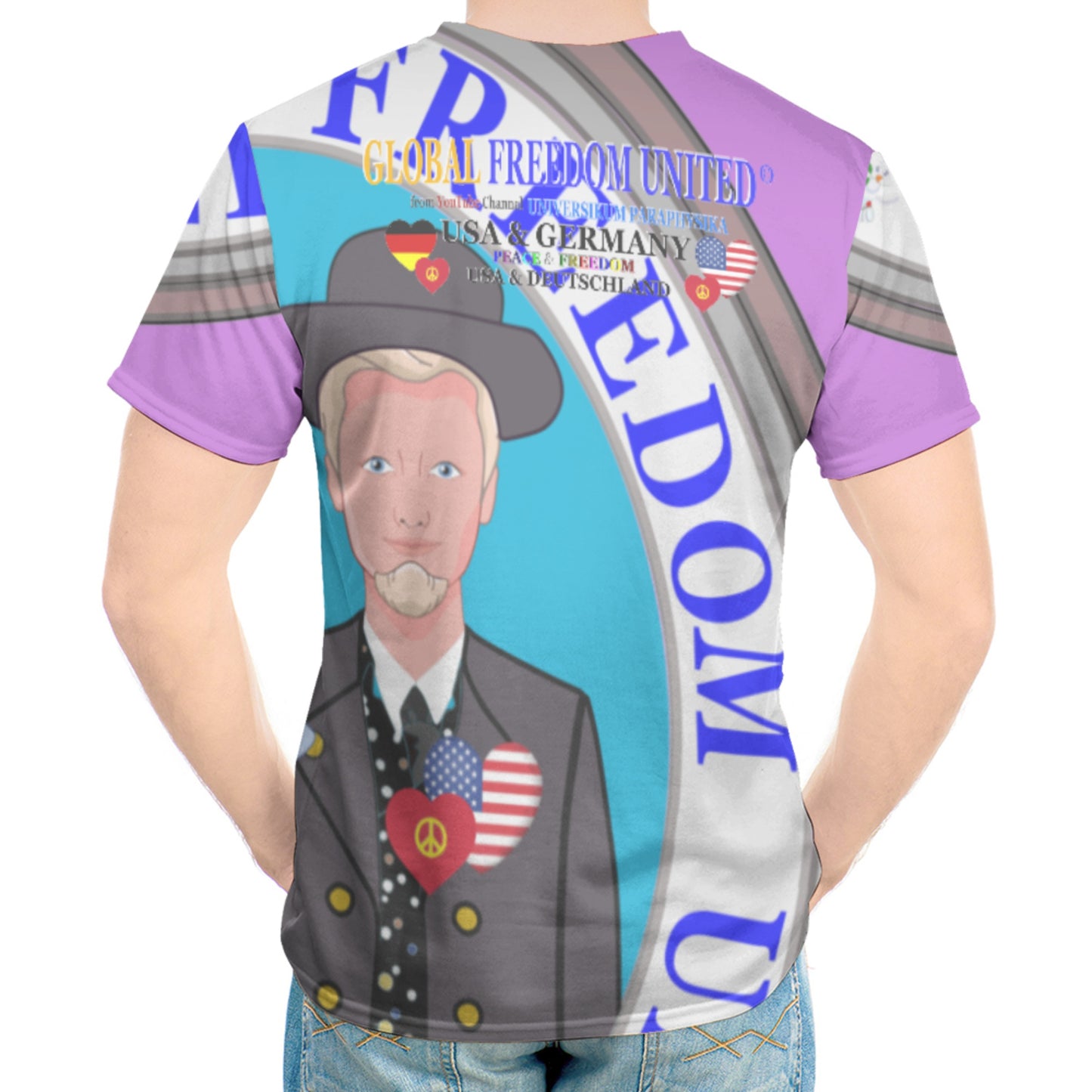 Men´s T-shirt GLOBAL FREEDOM UNITED© Men USA & Germany V2 Lilac