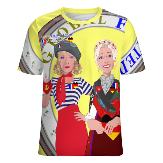 Women´s T-shirt 2 GLOBAL FREEDOM UNITED© Women French & Germany Yellow