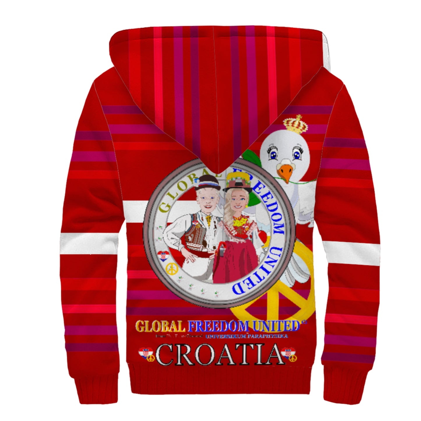 Plush Hoodie Global Freedom United Couple Edition Croatia  Red