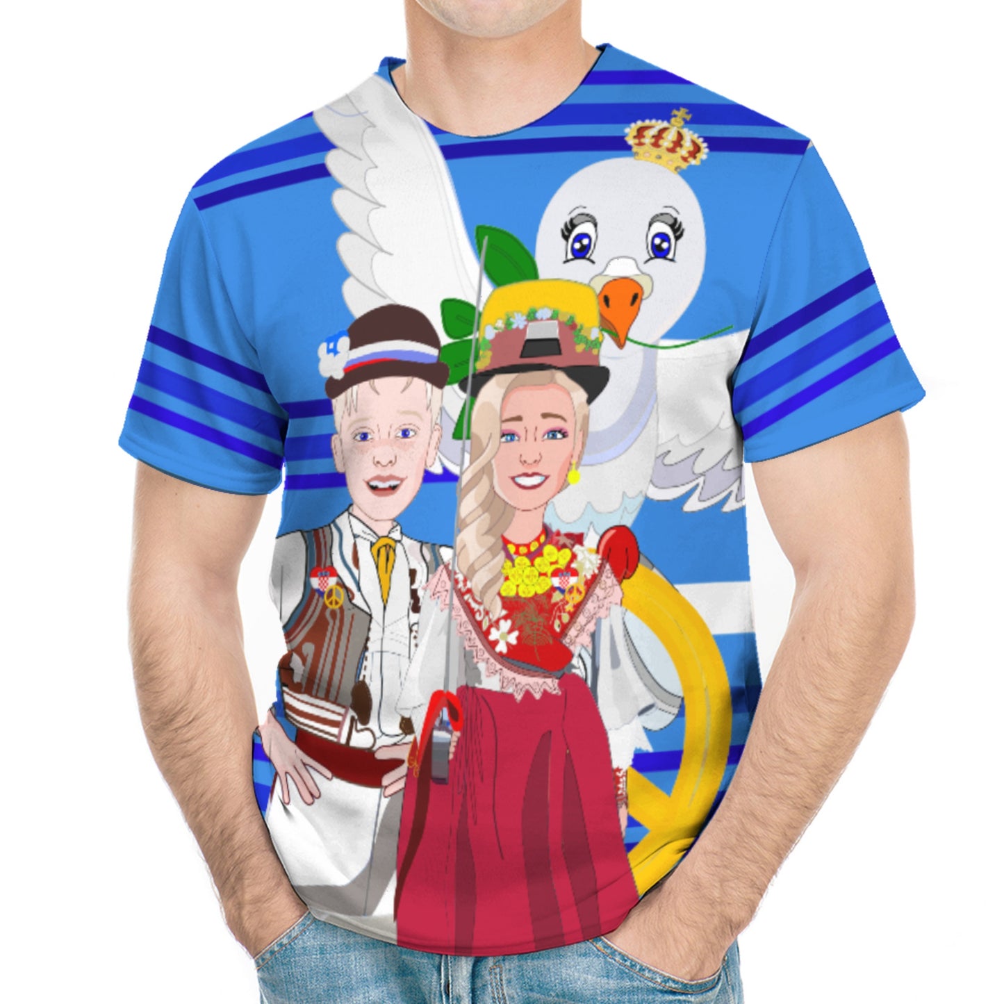 Men´s T-shirt Global Freedom United Couple Edition Croatia  Deep Blue