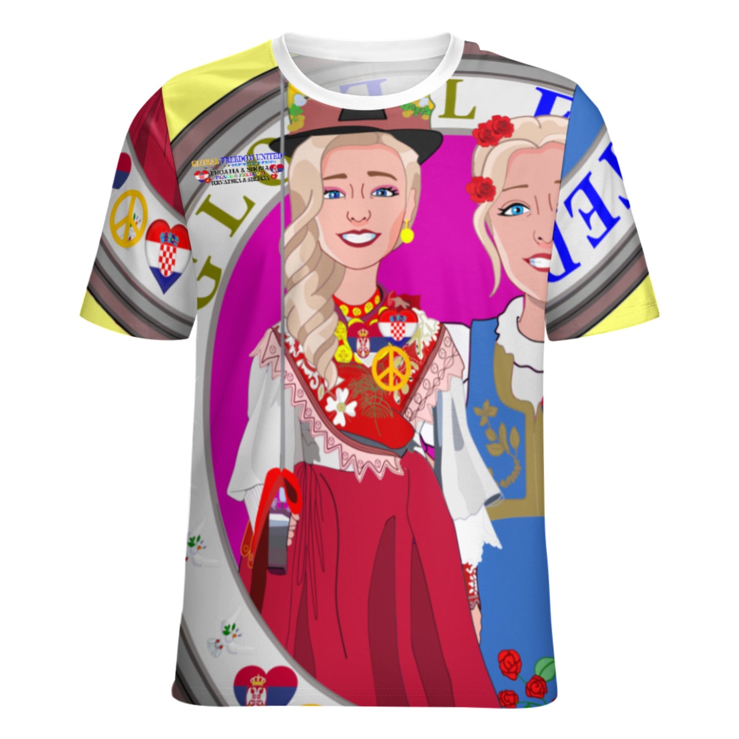 Women´s T-shirt 2 3 GLOBAL FREEDOM UNITED© Women Croatia & Serbia Blondi Yellow