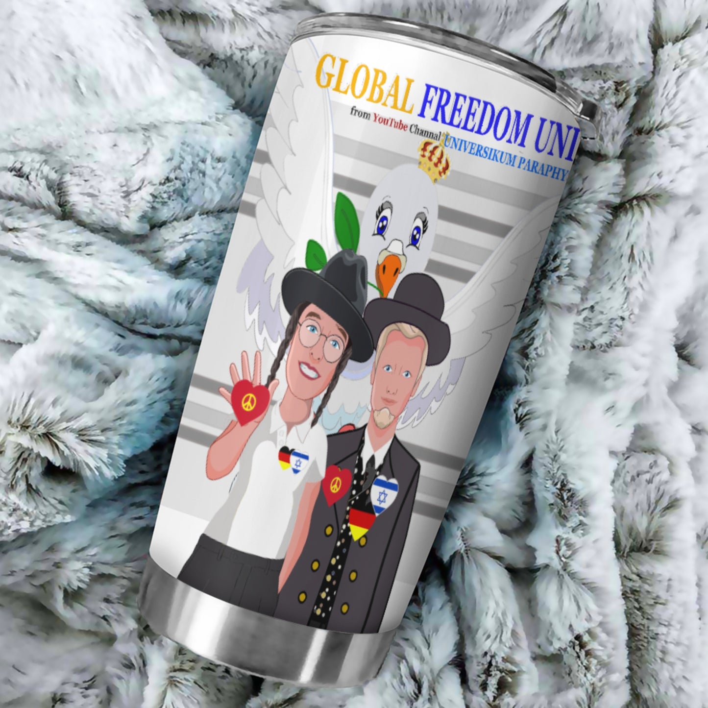 Tumbler GLOBAL FREEDOM UNITED© Men Israel & Germany Grey