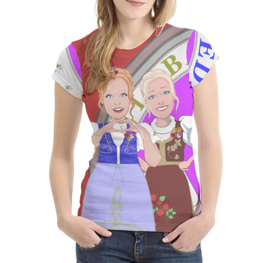 Women´s T-shirt 2 GLOBAL FREEDOM UNITED© Women Albania & Serbia  Red