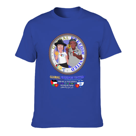 Men's Organic Cotton T-shirt (printed On Both Sides) GLOBAL FREEDOM UNITED© Palestina & Israel