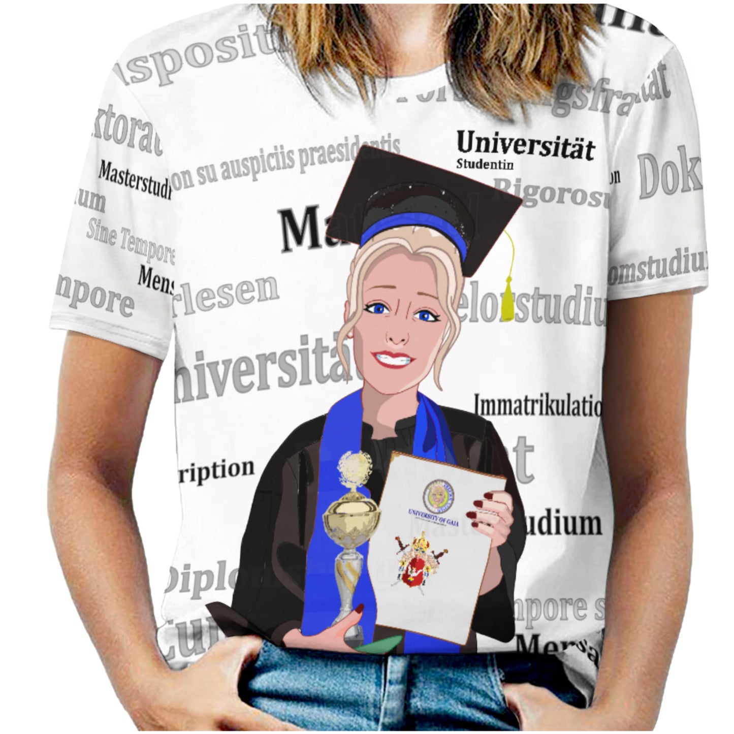 Women´s T-shirt Global Freedom United Student Golden Place Blond Hair 2