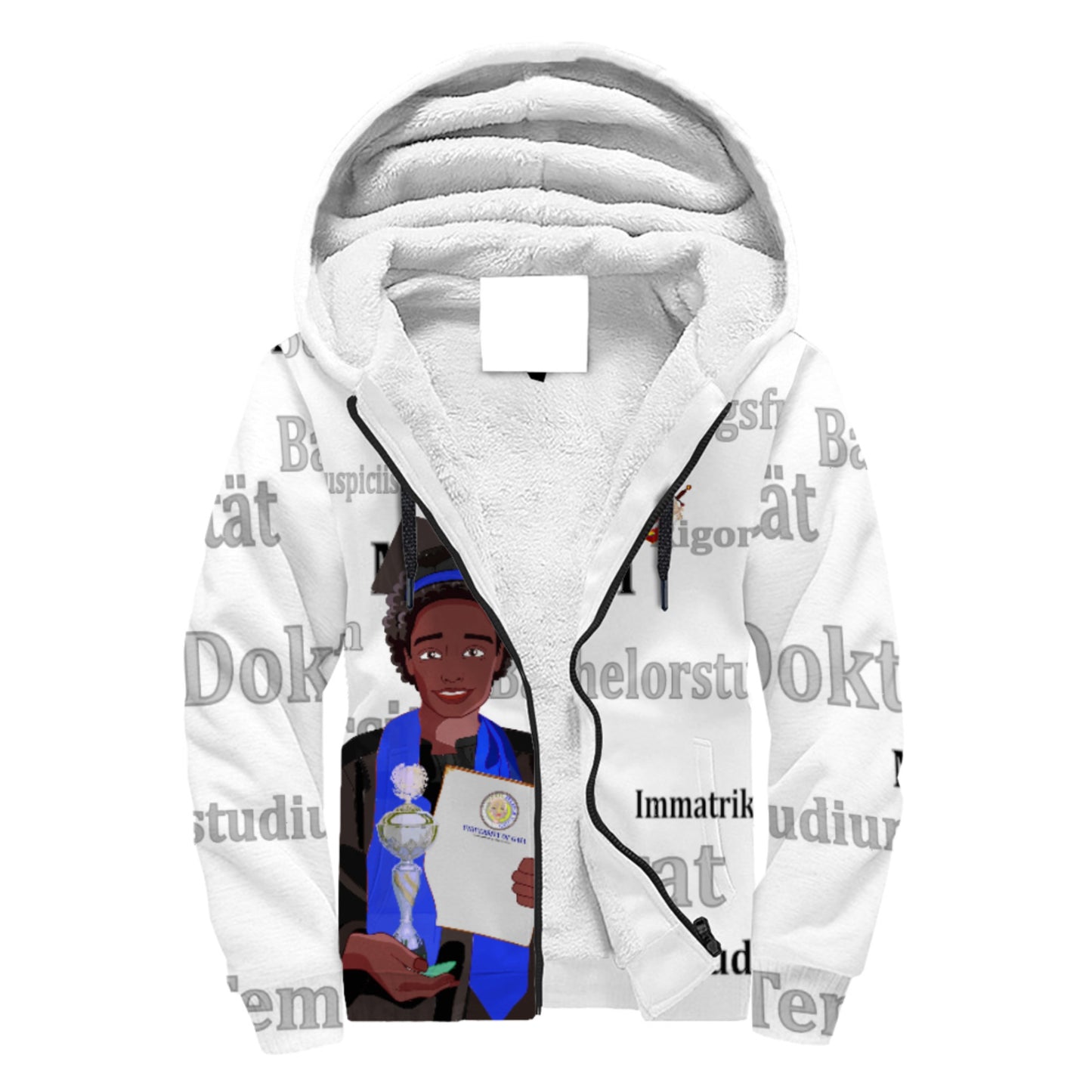 Plush Hoodie  Global Freedom United Afro Student Boy Silver Place