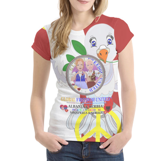 Women´s T-shirt 1 GLOBAL FREEDOM UNITED© Women Albania & Serbia Red