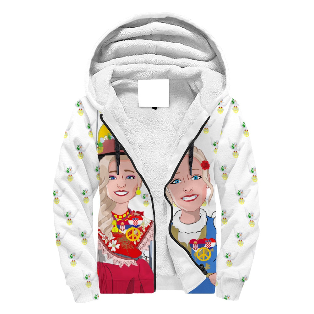 Plush Hoodie GLOBAL FREEDOM UNITED© Women Croatia & Serbia V2 Wight