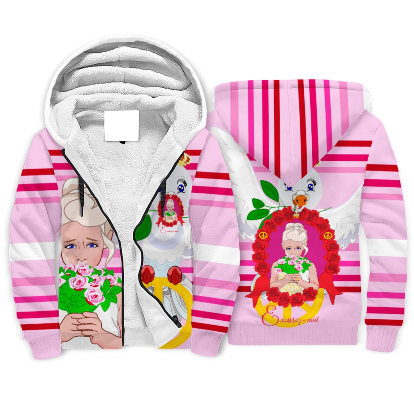 Plush Hoodie GLOBAL FREEDOM UNITED© Une fille dit désoié Excusez-moi