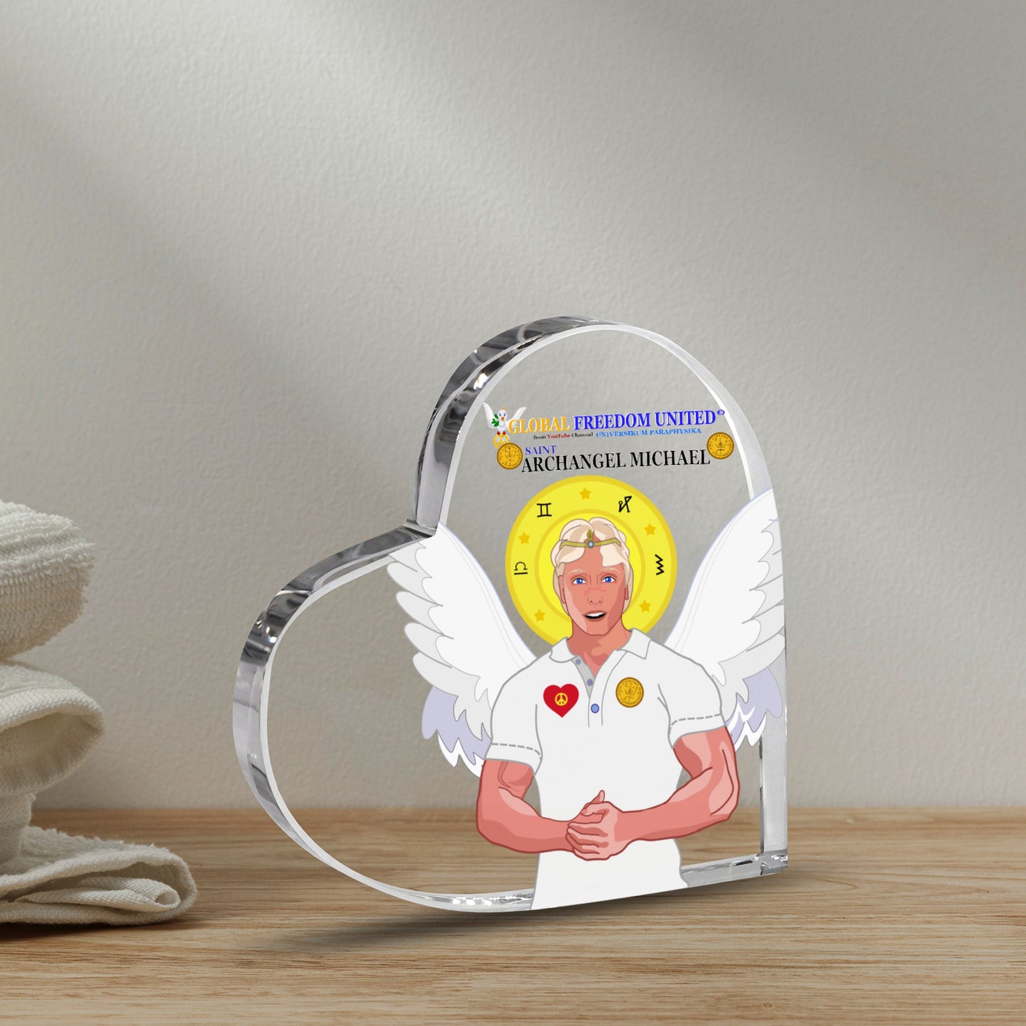 Acryl Heart Global Freedom United Archangel Michael English V3