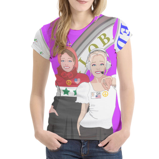 Women´s T-shirt 2 Global Freedom United Syria & Usa Old Peace Lilac