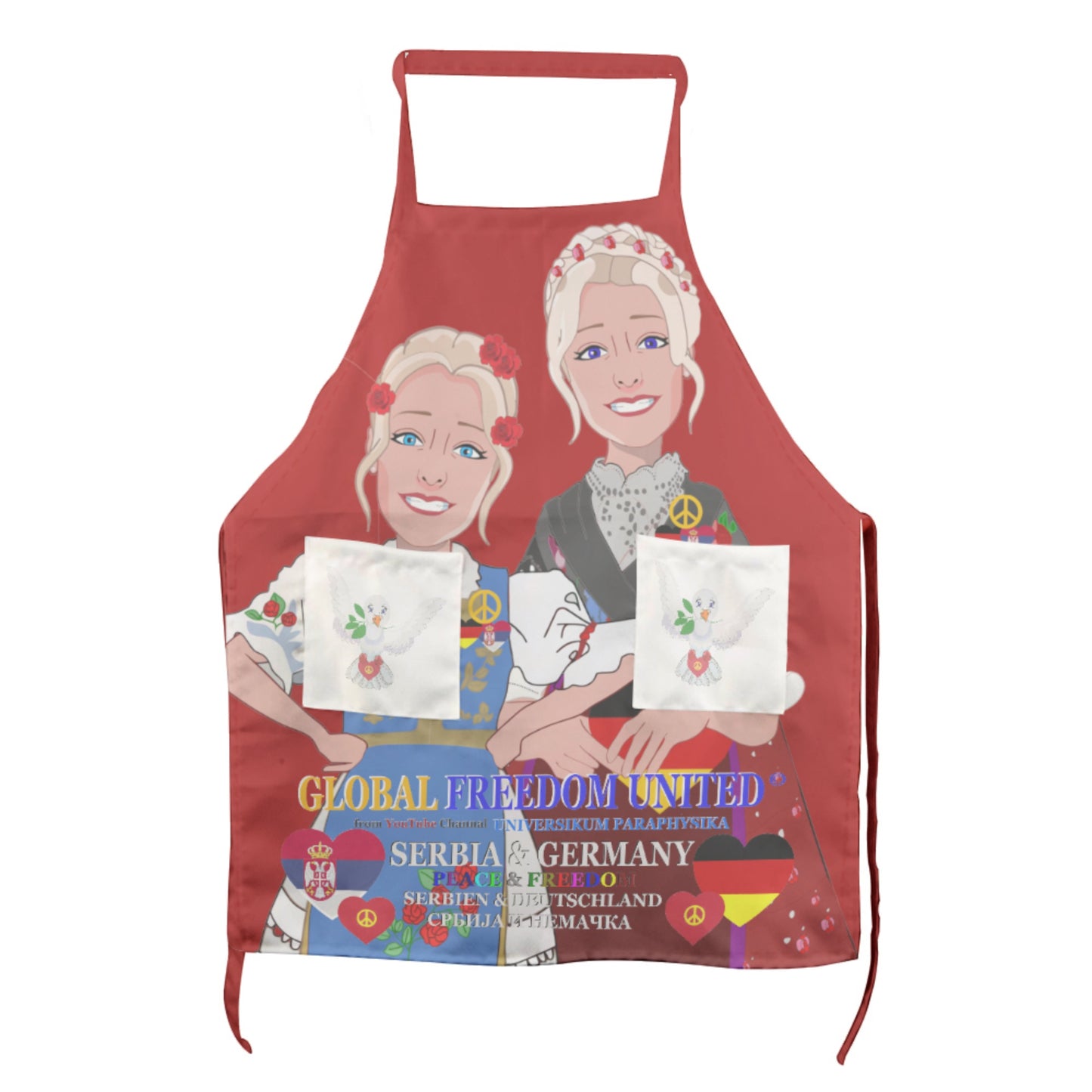 Apron GLOBAL FREEDOM UNITED© Women Serbia & Germany Red
