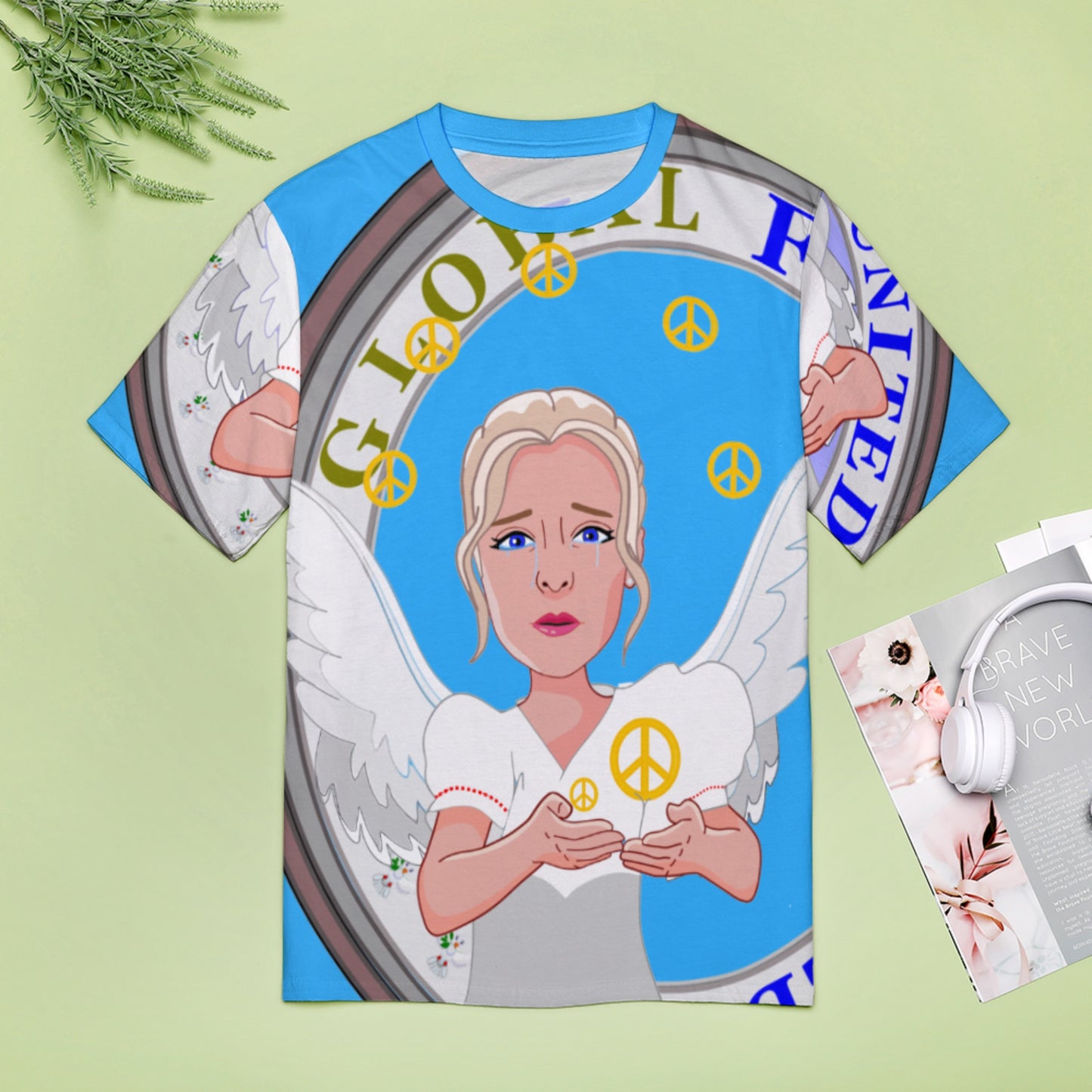 Women´s T-shirt " Global Freedom United Women Peace Of Angel Old Peace Blue