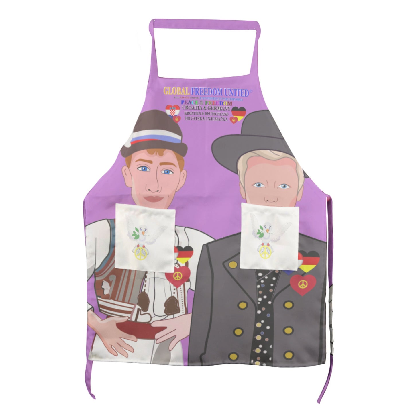 Apron GLOBAL FREEDOM UNITED© Men Croatia & Germany Lilac