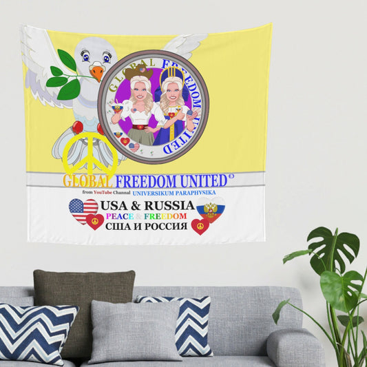Tapestry Global Freedom United Women Usa & Russia Old Peace Yellow
