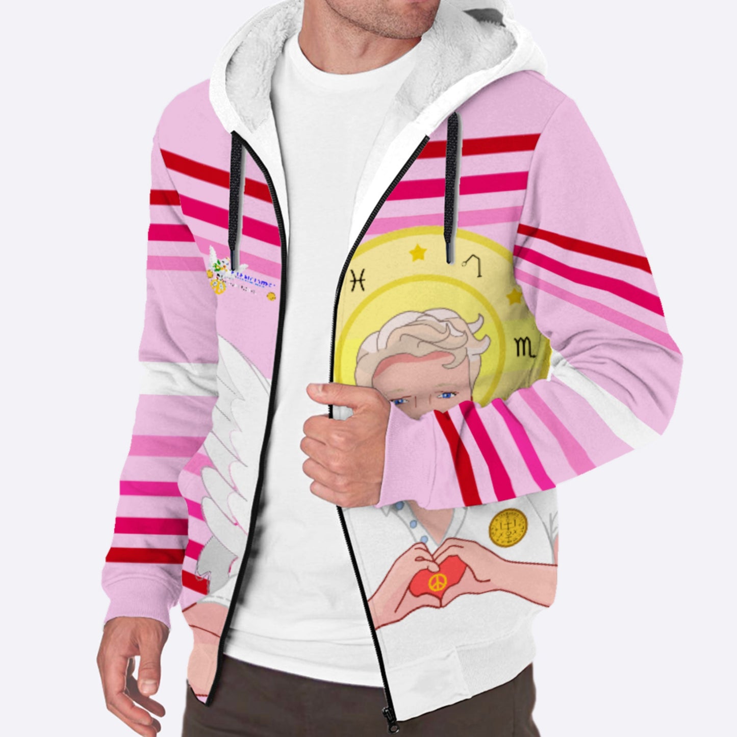 Plush Hoodie Global Freedom United Archangel Raphael German Pink2