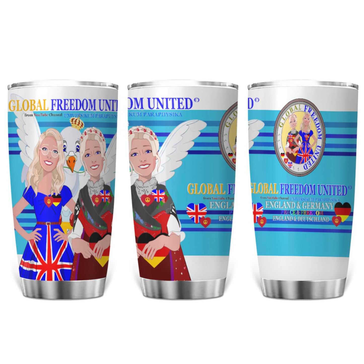 Tumbler Global Freedom United Women England & Germany Old Peace Blue