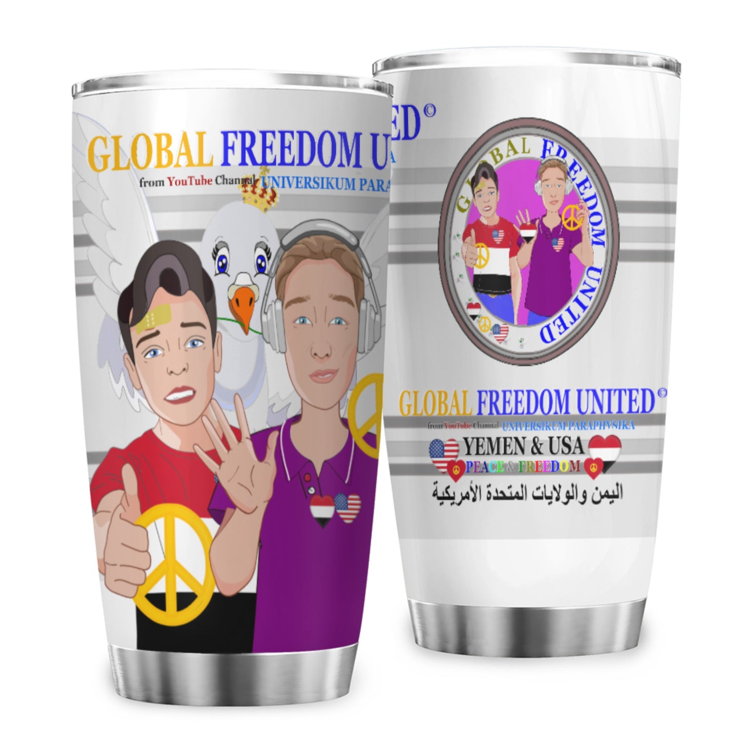 Tumbler GLOBAL FREEDOM UNITED© Men Yemen & USA Grey