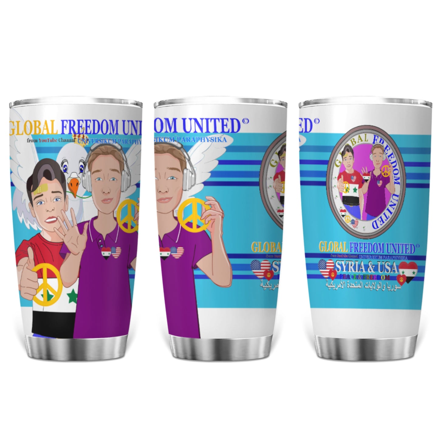 Tumbler GLOBAL FREEDOM UNITED© Men Syria & USA Blue