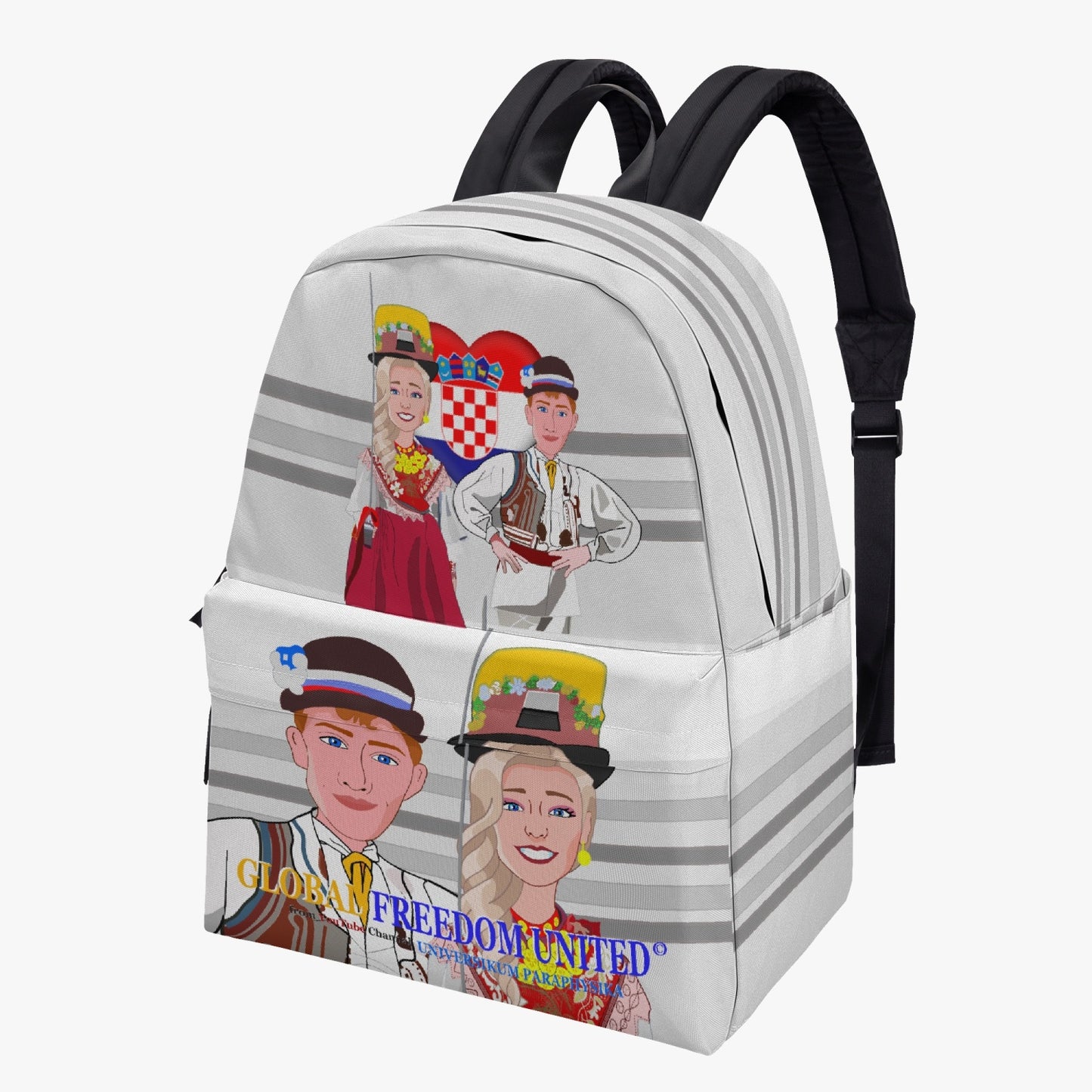 ALL OVER PRINT CANVAS BACKPACK  GLOBAL FREEDOM UNITED COUPLE CROATIA VERSION 2