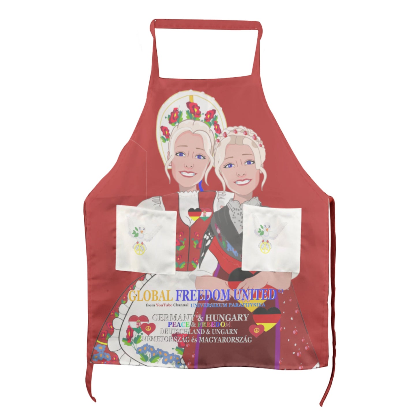 Apron GLOBAL FREEDOM UNITED© Women Germany & Hungary Red