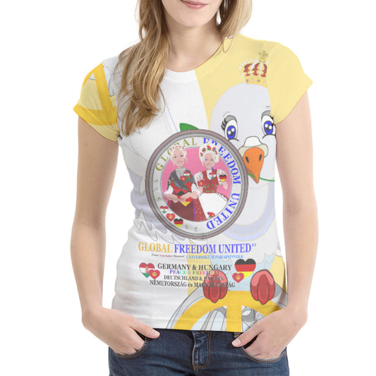Women´s T-shirt 1 GLOBAL FREEDOM UNITED© Women Germany & Hungary Yellow