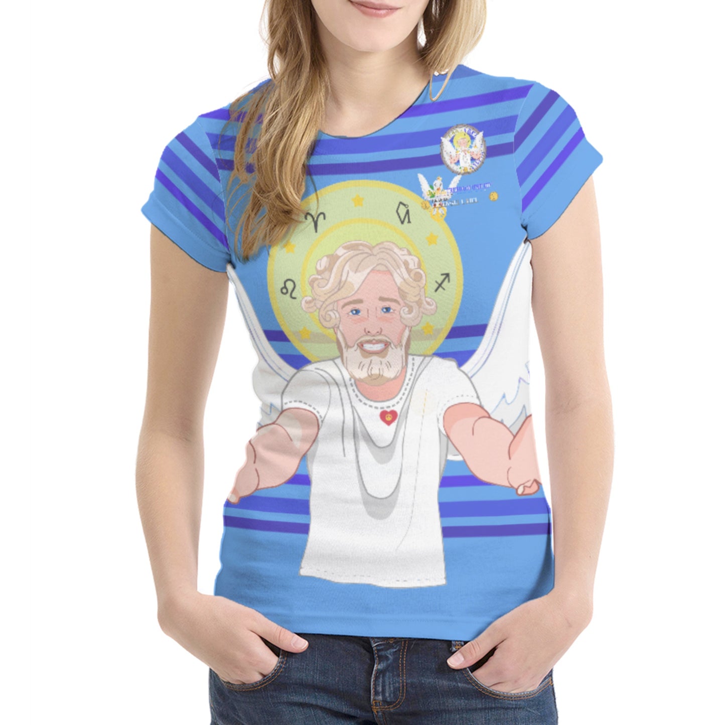 Women´s T-shirt  Global Freedom United Archangel Uriel German  Deep Blue