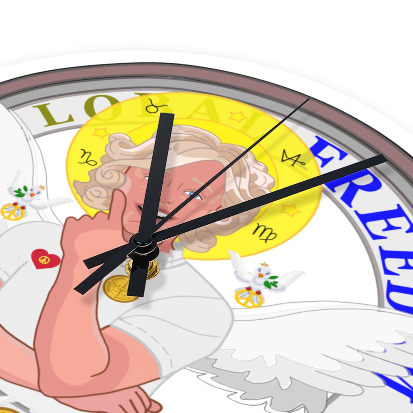 Wooden Wall Clock GLOBAL FREEDOM UNITED© Archangel Gabriel