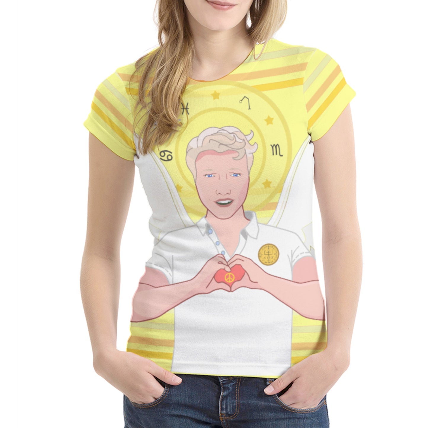 Women´s T-shirt Global Freedom United Archangel Raphael German Yellow