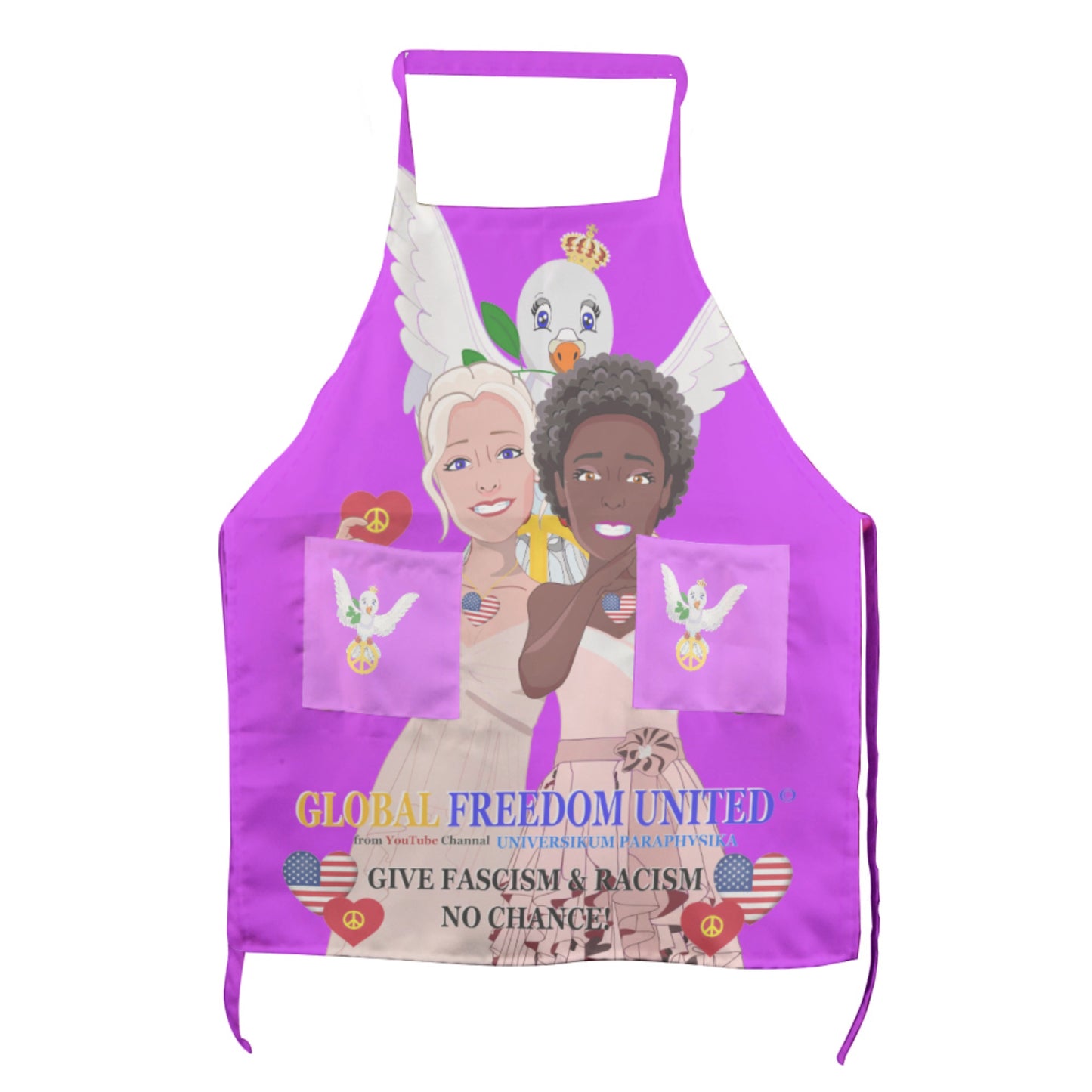 Apron GLOBAL FREEDOM UNITED© Women Anti Fascism & Racism USA Lilac