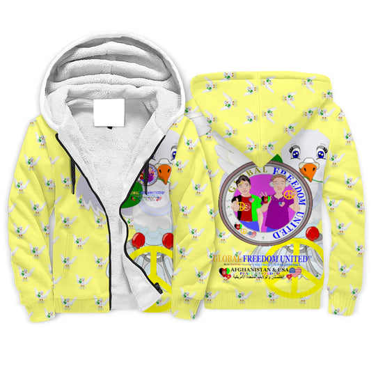 Plush Hoodie GLOBAL FREEDOM UNITED© Men AFGHANISTAN & USA Yellow