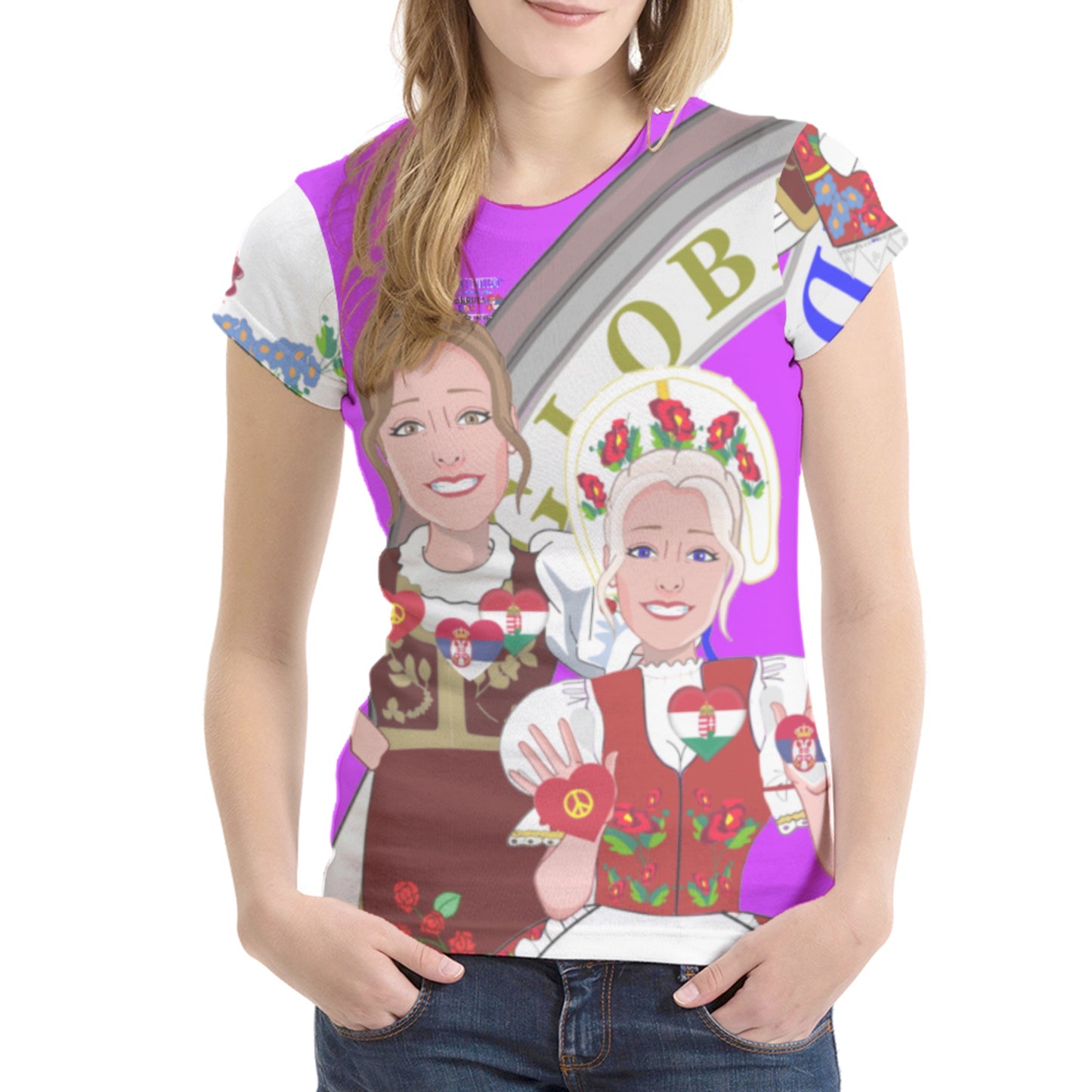 Women´s T-shirt 1 GLOBAL FREEDOM UNITED© Serbia & Hungary Lilac
