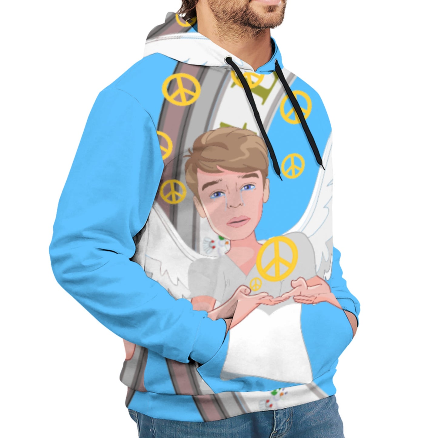 Hoodie Global Freedom United Men Angel Of Peace Old Peace Blue