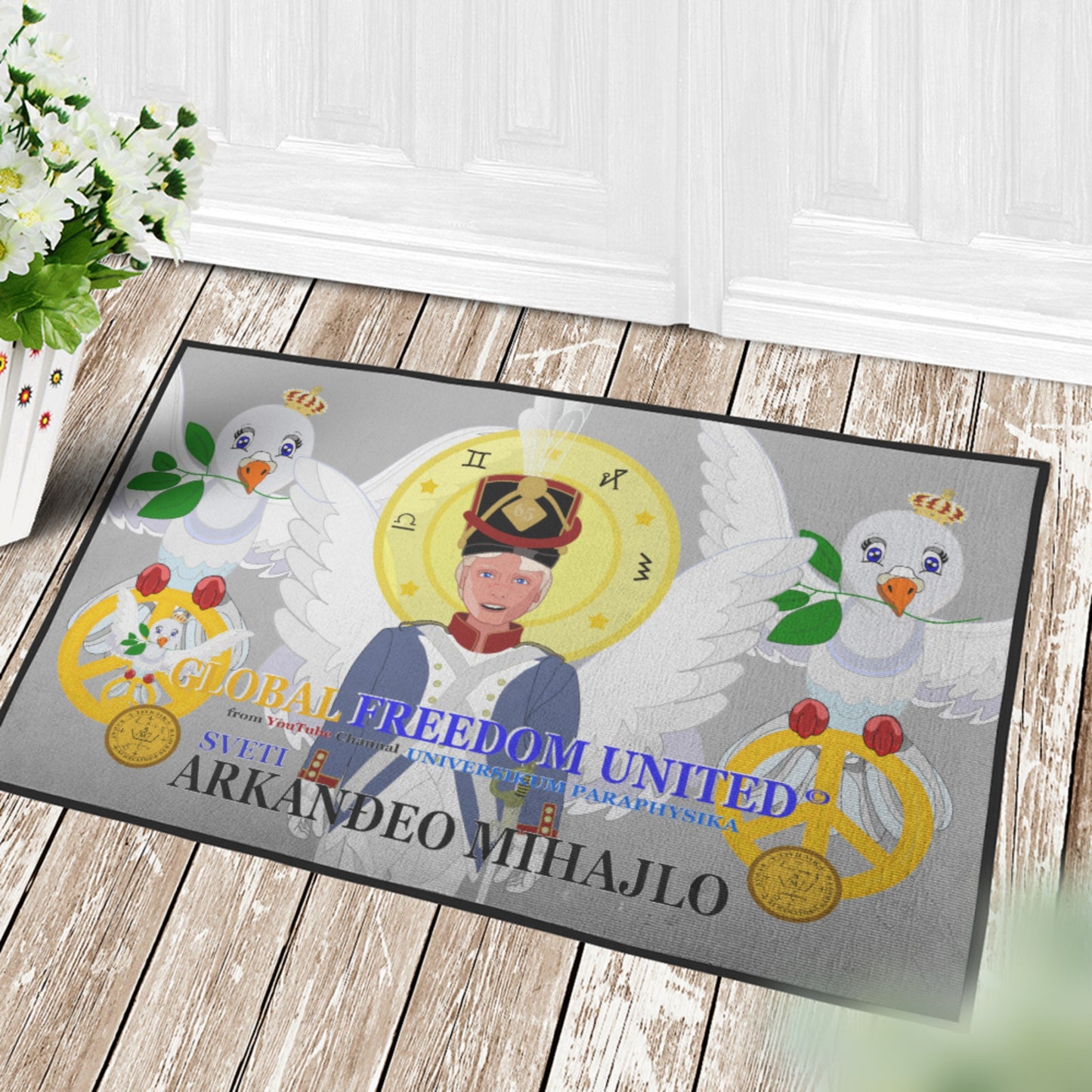 Door Mat Global Freedom United Archangel Michael Croatia V3 Grey